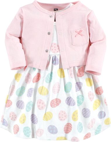 Hudson Baby Infant and Toddler Girls Cotton Dress and Cardigan Set in Saudi Arabia