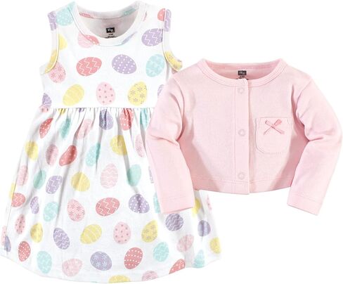 Hudson Baby Infant and Toddler Girls Cotton Dress and Cardigan Set in Saudi Arabia