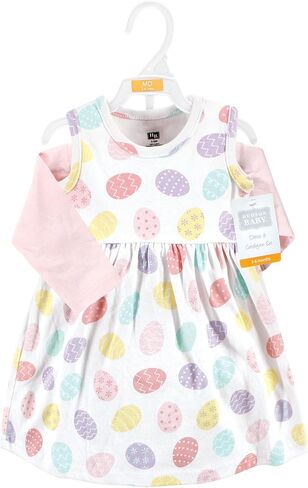 Hudson Baby Infant and Toddler Girls Cotton Dress and Cardigan Set in Saudi Arabia