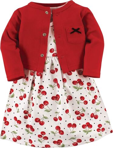 Hudson Baby Girls' Cotton Dress and Cardigan Set in Kuwait
