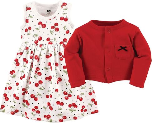 Hudson Baby Girls' Cotton Dress and Cardigan Set in Kuwait