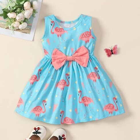 RETSUGO Little Girl A-Line Dresses Bowknot Dress for Baby Girls Casual Toddler Girl Dresses for Party Girl Dress 1-8 Years in Saudi Arabia