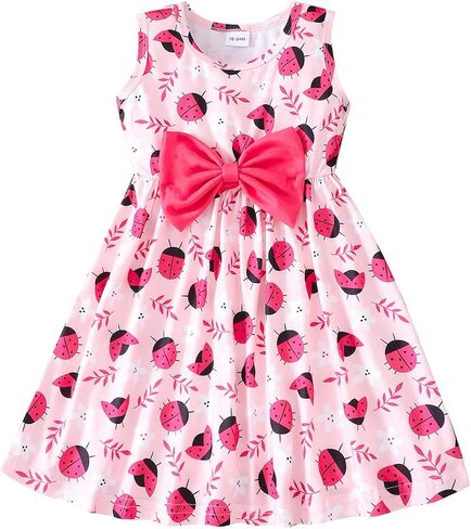 RETSUGO Little Girl A-Line Dresses Bowknot Dress for Baby Girls Casual Toddler Girl Dresses for Party Girl Dress 1-8 Years in Kuwait