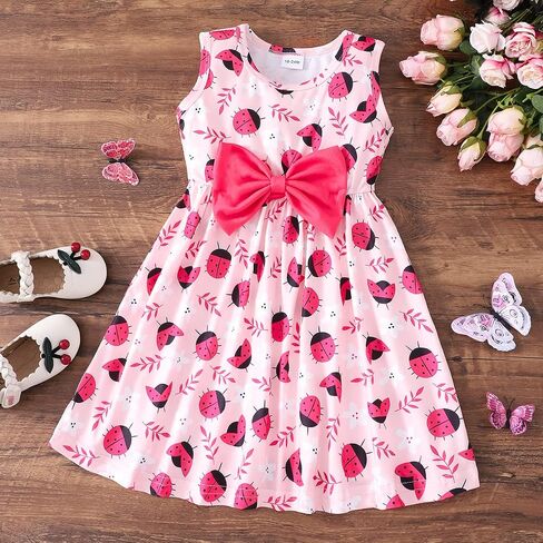 RETSUGO Little Girl A-Line Dresses Bowknot Dress for Baby Girls Casual Toddler Girl Dresses for Party Girl Dress 1-8 Years in Kuwait