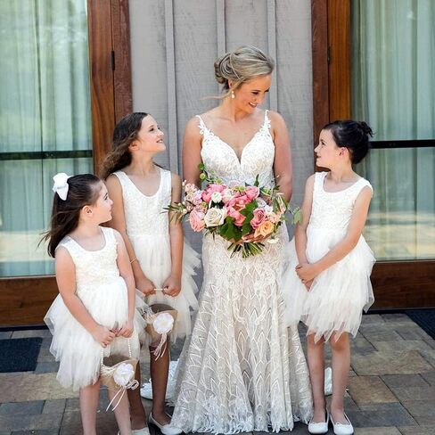 Topmaker Backless A-line Lace Back Flower Girl Dress in Saudi Arabia