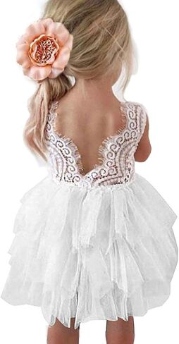 Topmaker Backless A-line Lace Back Flower Girl Dress in Saudi Arabia