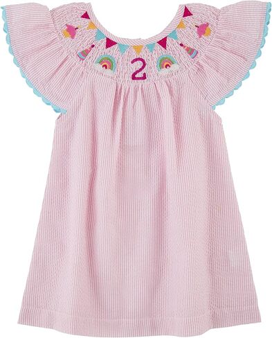 Mud Pie Girls Smocked Birthday Dress, Pink, 24 Months/2 Toddler in Saudi Arabia