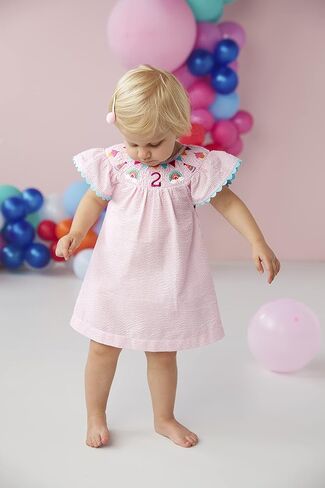 Mud Pie Girls Smocked Birthday Dress, Pink, 24 Months/2 Toddler in Saudi Arabia