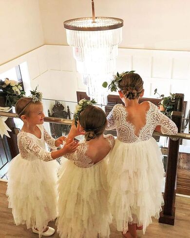 2Bunnies Girl Peony Lace Back A-Line Tiered Tutu Tulle Party Flower Girl Dress in Saudi Arabia