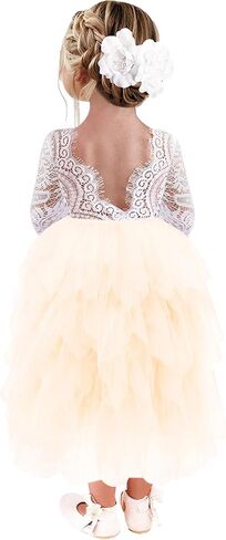 2Bunnies Girl Peony Lace Back A-Line Tiered Tutu Tulle Party Flower Girl Dress in Saudi Arabia