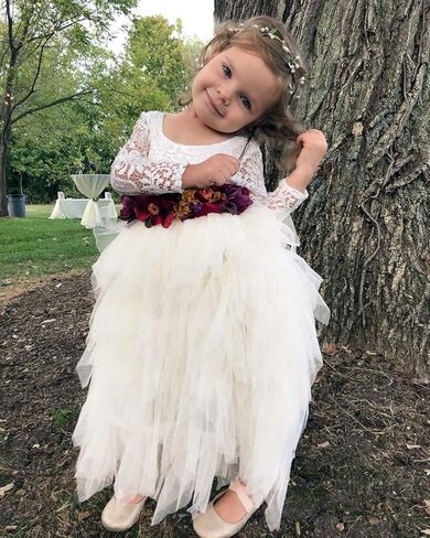 2Bunnies Girl Peony Lace Back A-Line Tiered Tutu Tulle Party Flower Girl Dress in Saudi Arabia