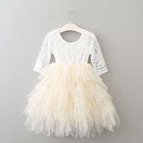 2Bunnies Girl Peony Lace Back A-Line Tiered Tutu Tulle Party Flower Girl Dress in Saudi Arabia