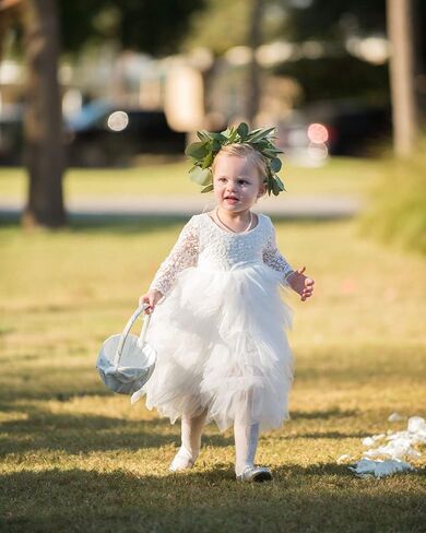 2Bunnies Girl Peony Lace Back A-Line Tiered Tutu Tulle Party Flower Girl Dress in Saudi Arabia