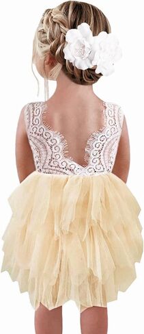 2Bunnies Girl Peony Lace Back A-Line Tiered Tutu Tulle Party Flower Girl Dress in Saudi Arabia