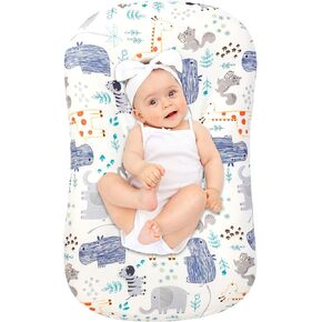 Baby Lounger Cover for Boys and Girls, Newborn Lounger Slipcover Removable Infant Floor Seat Baby Nest Cover, Baby Padded Lounger Cover, Animals
