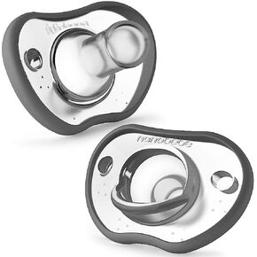 Nanobebe Baby Pacifiers 0-3 Month - Orthodontic, Curves Comfortably with Face Contour, Award Winning for Breastfeeding Babies, 100% Silicone - BPA Free. Perfect Baby Registry Gift 2pk, Clay