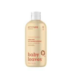 ATTITUDE Natural Baby Bubble Wash for Sensitive Skin, EWG Verified, Hypoallergenic Body Soap, Vegan and Cruelty-Free, Pear Nectar, 16 Fl Oz in Saudi Arabia