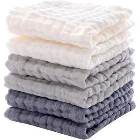MUKIN Baby Washcloths and Burp Cloths, Soft Absorbent Towels for Newborns, 6 Pack, 12x12 Inches (Pink) in Saudi Arabia