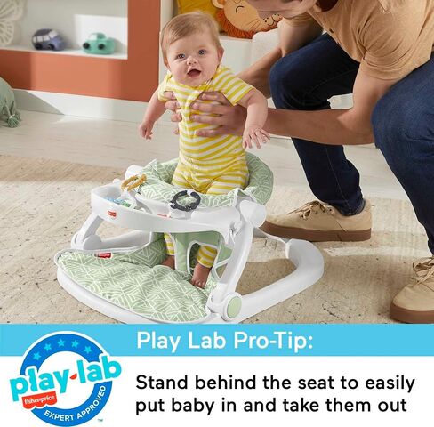 كرسي أطفال محمول من فيشر برايس، مقعد أرضي مع صينية للوجبات الخفيفة وألعاب تنموية، حديقة بحرية in Kuwait