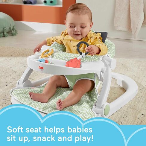 كرسي أطفال محمول من فيشر برايس، مقعد أرضي مع صينية للوجبات الخفيفة وألعاب تنموية، حديقة بحرية in Kuwait