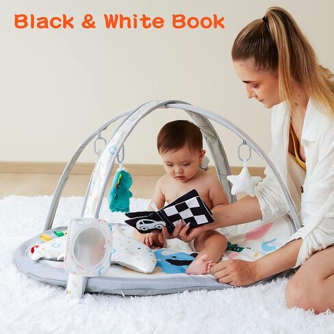 Lupantte Baby Gym Play Mat with 9 Toys for Sensory and Motor Skill Development Language Discovery, Thicker Non-Slip Activity Ball Pit, Green Tree Newborns, Babies to Toddlers as Gift in Kuwait