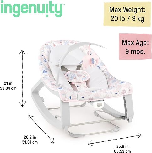 كرسي هزاز للأطفال من Ingenuity Keep Cozy 3 في 1 Grow with Me، مقعد وهزاز للرضع والأطفال الصغار، اهتزازات وبار ألعاب، من 0 إلى 30 شهرًا يصل وزنه إلى 40 رطلاً (ويفر) in Kuwait