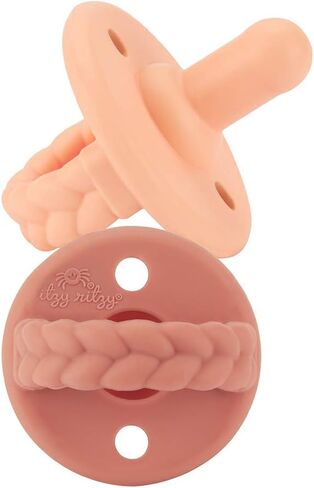 Itzy Ritzy Silicone Pacifiers for Newborn - Sweetie Soother Pacifiers Feature Collapsible Handle & Two Air Holes for Added Safety; for Ages Newborn and Up, Set of 2 in Agave & Succulent in Saudi Arabia