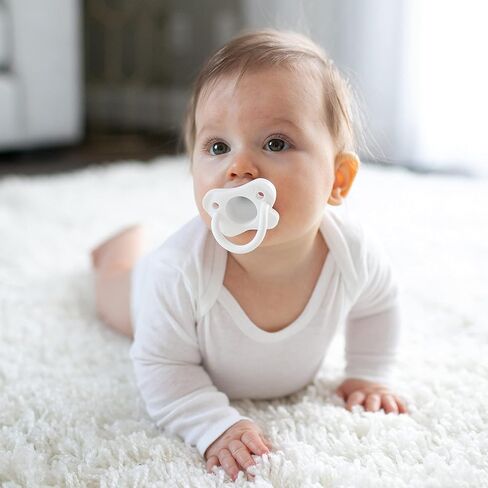 Dr. Brown's HappyPaci 100% Silicone Baby Pacifier, Contoured One-Piece Design, White, Blue, Light Blue, 0-6m, BPA-Free, 6 Pack in Saudi Arabia