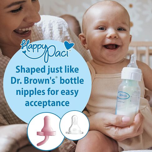 Dr. Brown's HappyPaci 100% Silicone Baby Pacifier, Contoured One-Piece Design, White, Blue, Light Blue, 0-6m, BPA-Free, 6 Pack in Saudi Arabia