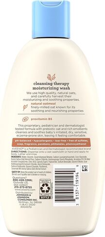Aveeno Baby Cleansing Therapy Moisturizing Baby Body Wash with Natural Oatmeal & ProVitamin B5, Gentle Tear-Free Baby Bath Wash for Sensitive & Eczema-Prone Skin, Hypoallergenic, 8 oz in Saudi Arabia