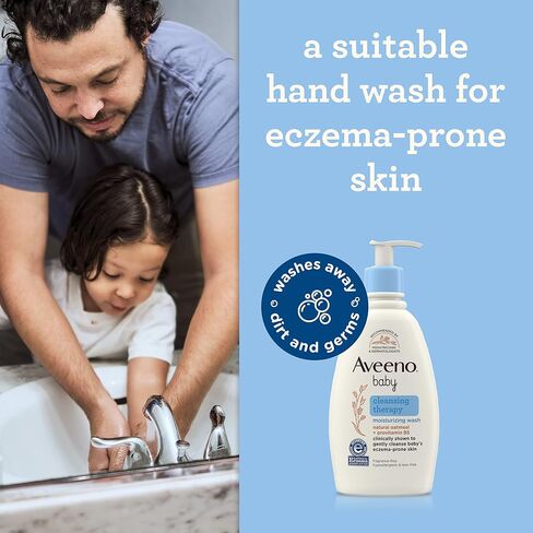 Aveeno Baby Cleansing Therapy Moisturizing Baby Body Wash with Natural Oatmeal & ProVitamin B5, Gentle Tear-Free Baby Bath Wash for Sensitive & Eczema-Prone Skin, Hypoallergenic, 8 oz in Saudi Arabia