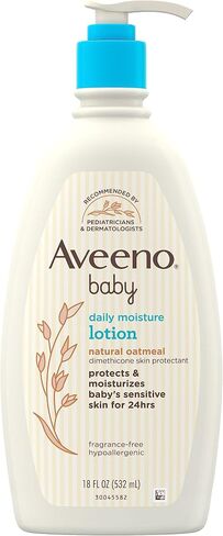 Aveeno Baby Daily Moisture Moisturizing Lotion for Delicate Skin with Natural Colloidal Oatmeal & Dimethicone, Hypoallergenic, Fragrance-, Phthalate- & Paraben-Free, 18 fl. oz (Package May Vary) in Saudi Arabia