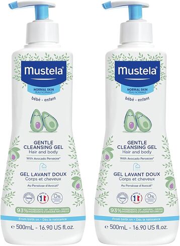 Mustela Gentle Cleansing Gel - Baby Wash for Delicate Skin and Hair - Newborn-Safe Cleanser - Made with with Natural Avocado Perseose - 1 or 2-Pack - Various Sizes in Saudi Arabia