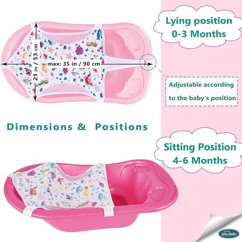 شبكة دعم مقعد حمام الطفل، شبكة حمام منقوشة مع ستة زوايا دعم للأمان، شبكة دش حوض استحمام، حمالة حمام عالية الجودة لحديثي الولادة، الحجم: 88.9 سم × 53.34 سم (حوض الاستحمام غير متضمن) in Kuwait