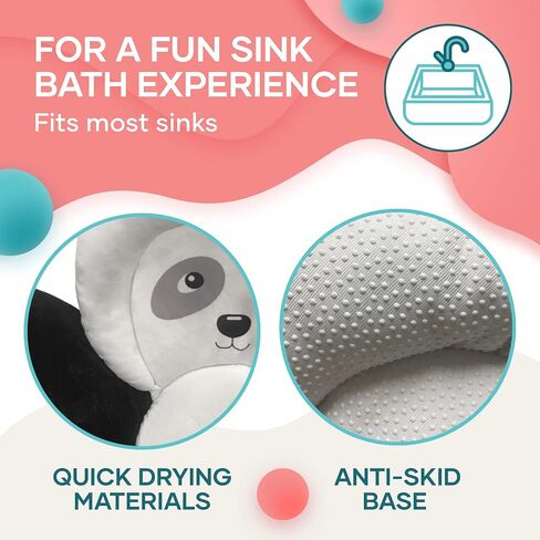 BATHBEARY Baby Sink Bath Cushion, Baby Bathtub Seat Panda Bear Design Cushion for Newborn Sink Bath Soft and Plush Washable Baby Bath Cushion in Saudi Arabia