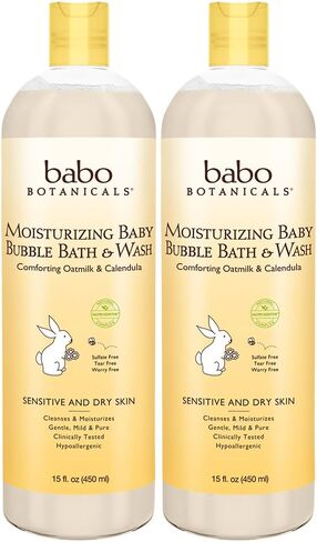 BABO Botanicals Moisturizing Oat & Calendula 2-in-1 Bubble Bath & Wash – Lightly Scented Gentle Cleanser for Dry or Sensitive Skin – Safe for Baby, Toddler, Kids & Family – Vegan – 1 or 2 Pack in Saudi Arabia