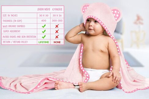 Set of 2 Hooded Baby Towels – White and Grey – Luxurious, Large and Super Absorbent – 30 x 30 Inch – Soft and Suitable for Infants, Toddlers and Kids – 400 GSM in Saudi Arabia