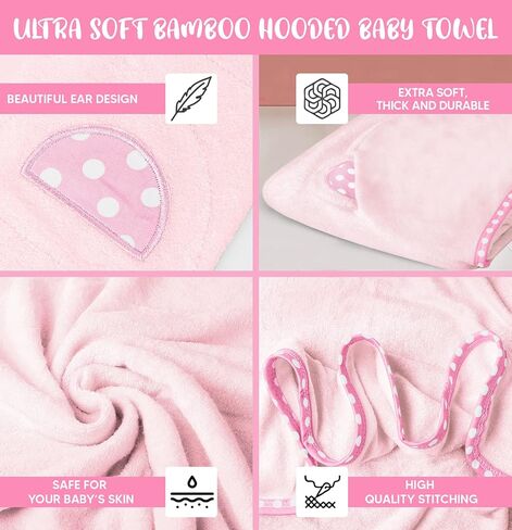 Set of 2 Hooded Baby Towels – White and Grey – Luxurious, Large and Super Absorbent – 30 x 30 Inch – Soft and Suitable for Infants, Toddlers and Kids – 400 GSM in Saudi Arabia