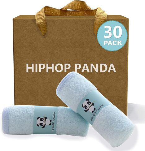 HIPHOP PANDA Baby Washcloths, Rayon Made from Bamboo - 2 Layer Ultra Soft Absorbent Newborn Bath Face Towel - Reusable Baby Wipes for Delicate Skin - White, 6 Pack in Kuwait