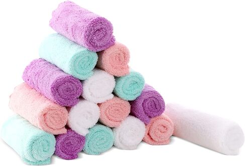 Cute Castle Ultra-Soft Baby Washcloths, 16 Pack - 9" by 9", Gentle on Sensitive Skin for Face and Body, Plush, Super Absorbent Wash Clothes for Girls and Boys in Saudi Arabia