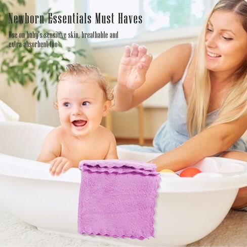 Cute Castle Ultra-Soft Baby Washcloths, 16 Pack - 9" by 9", Gentle on Sensitive Skin for Face and Body, Plush, Super Absorbent Wash Clothes for Girls and Boys in Saudi Arabia