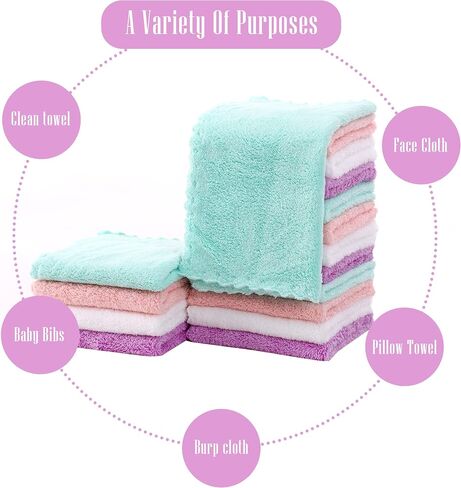 Cute Castle Ultra-Soft Baby Washcloths, 16 Pack - 9" by 9", Gentle on Sensitive Skin for Face and Body, Plush, Super Absorbent Wash Clothes for Girls and Boys in Saudi Arabia