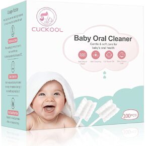 Baby Toothbrush, Infant Toothbrush Clean Baby Gums Disposable Tongue Cleaner Gauze Toothbrush Infant Oral Cleaning Stick Dental Care for 0-36 Month Baby