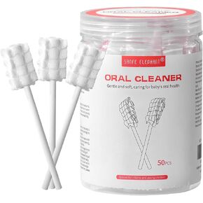 SANFE ELEPHANT Baby Tongue Cleaner 50 Pack, Upgraded Disposable Oral Cleaner with Paper Handle, Suitable for 0-3 Years Old Babies and Toddlers. in Kuwait