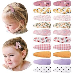 20 Pcs Girl Hair Clips Floral Print Toddler Hair Clips Non Slip Wrapped Snap Hairpins for Kids Barrettes Hair Accessories for Baby Toddler Girls