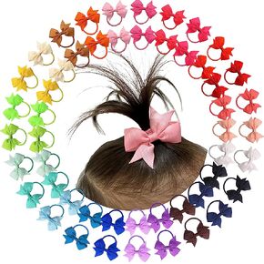 Baby Hair Ties,50pcs Baby Hair Bows Rubber Bands Ponytail Holders,Toddler Hair Accessories for Baby Girls Infants Toddlers Gifts,25 Colors in Pairs