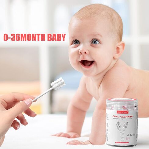 SANFE ELEPHANT Baby Tongue Cleaner 50 Pack, Upgraded Disposable Oral Cleaner with Paper Handle, Suitable for 0-3 Years Old Babies and Toddlers. in Kuwait