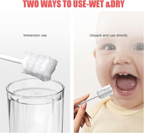 SANFE ELEPHANT Baby Tongue Cleaner 50 Pack, Upgraded Disposable Oral Cleaner with Paper Handle, Suitable for 0-3 Years Old Babies and Toddlers. in Kuwait