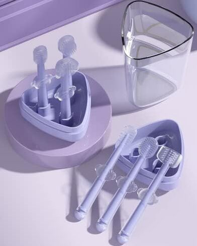 فرشاة أسنان سيليكون للأطفال من إتش كيو إس إلسوند لتدريب التسنين، فرشاة أسنان ناعمة للأطفال، فرشاة اللسان، منظف لسان الطفل، مجموعة فرشاة أسنان سيليكون متعددة الوظائف للأطفال الصغار in Kuwait