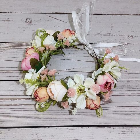 Mother Baby Girls Flower Crown Flower Girl Headpiece boho Little Wreaths for Weddings, Family photography (Mother+Daughther Pink Crown) in Saudi Arabia